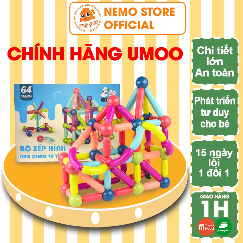 Bộ đồ chơi xếp hình nam châm cho bé - Đồ chơi phát triển trí tuệ Nemo Store