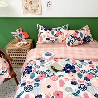 Set chăn ga gối cotton hoa kẻ