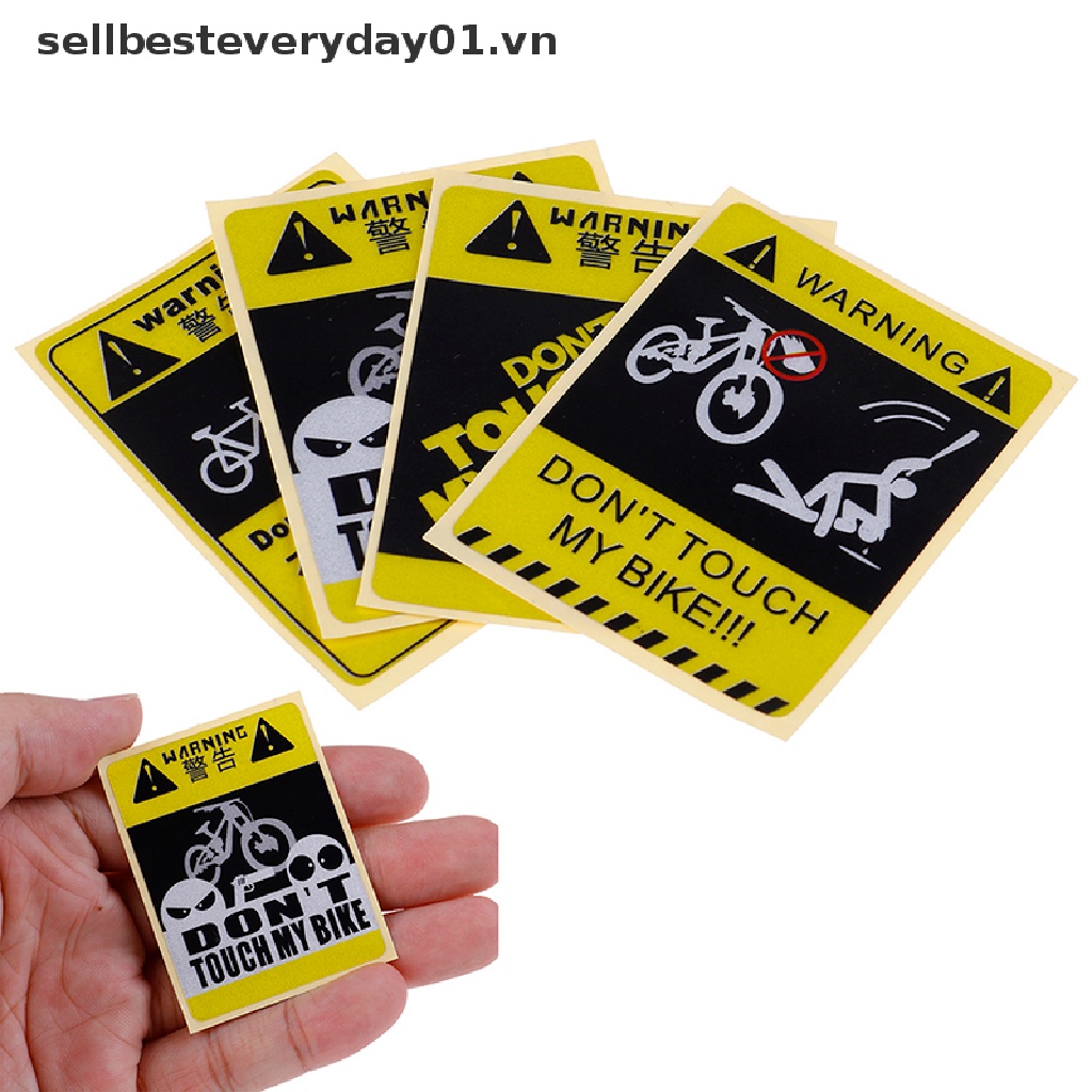 Miếng dán cảnh báo màu vàng trang trí xe đạp hình chữ DONT TOUCH MY BIKE chống thấm nước
