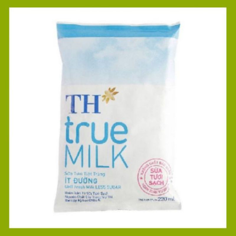 sữa tươi tiệt trùng TH true milk có đường/ít đường/không đường bịch 220ml