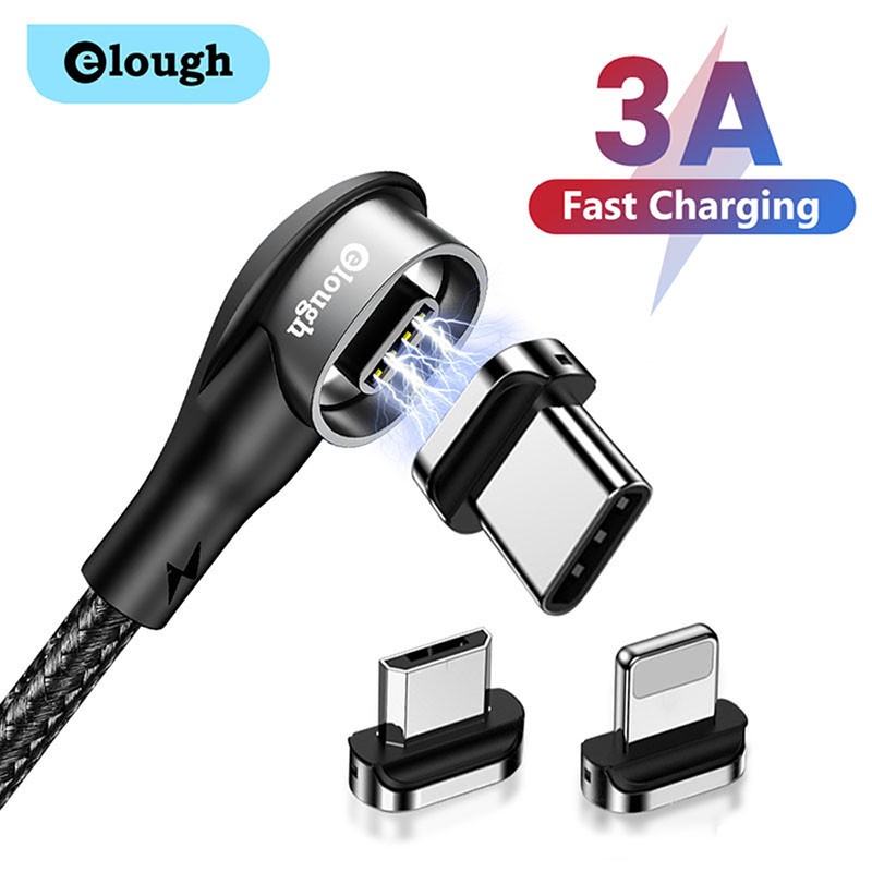 Quick Charge 90 Degree Elbow Magnetic Cable 3A Fast Charging Micro USB Type C Cable USB-C Cable