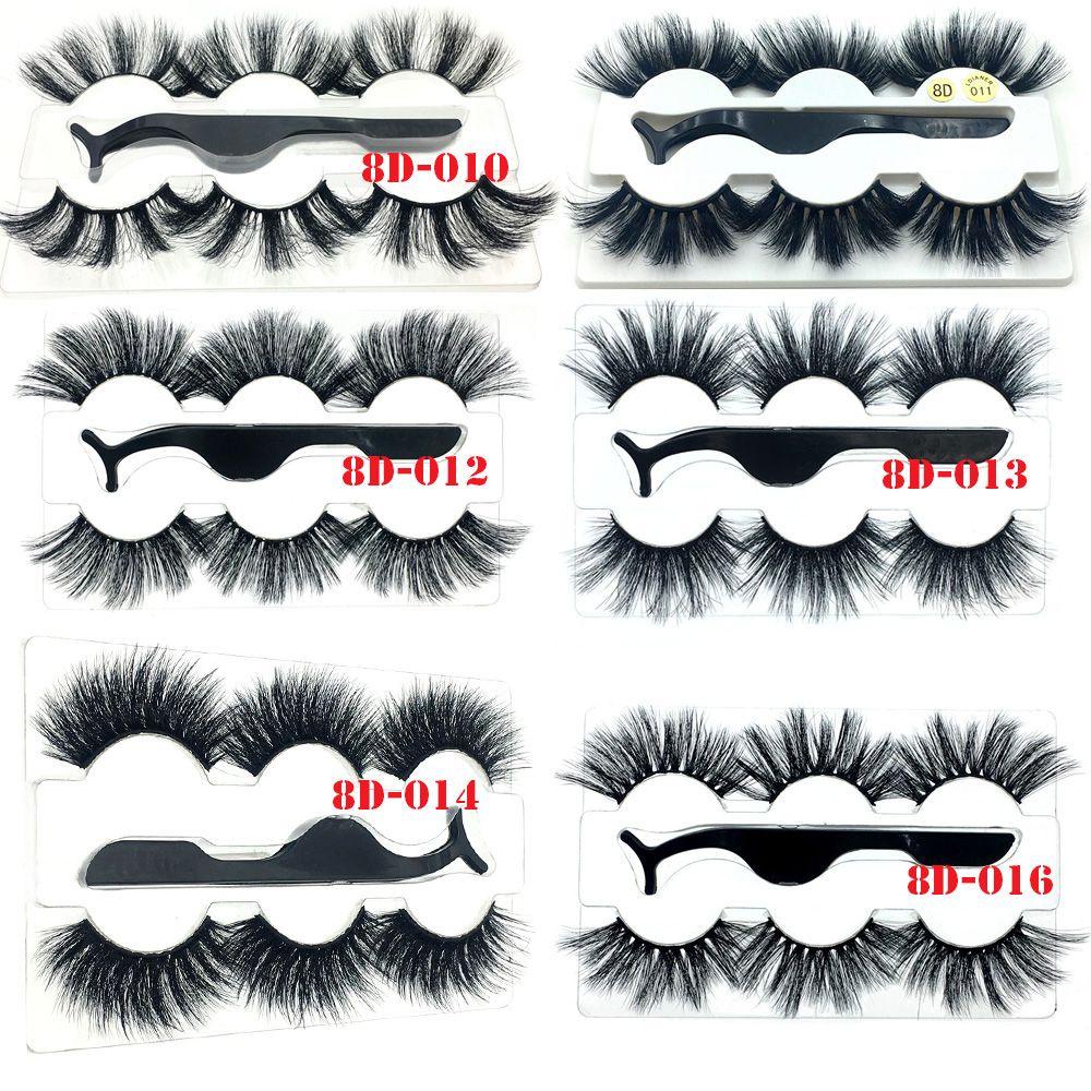 Set 3 Cặp Lông Mi Giả MIH SKONHED Kèm Nhíp 8D Trang Điểm Mắt Cho Nữ