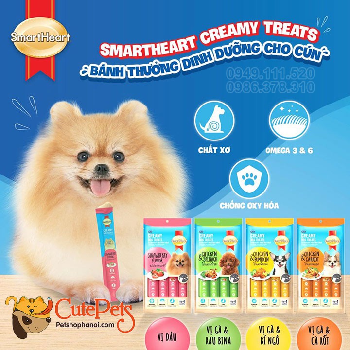 Thức ăn cho chó súp Smart Heart Creamy Dog Treats 15gx4 dành cho chó - Phụ kiện thú cưng Hà Nội