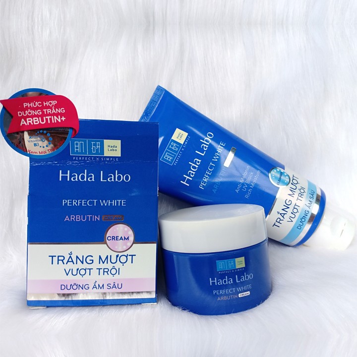 COMBO HADALABO Sữa Rửa Mặt Hada Labo 80g +Kem Hada Labo Dưỡng Trắng Da 50g