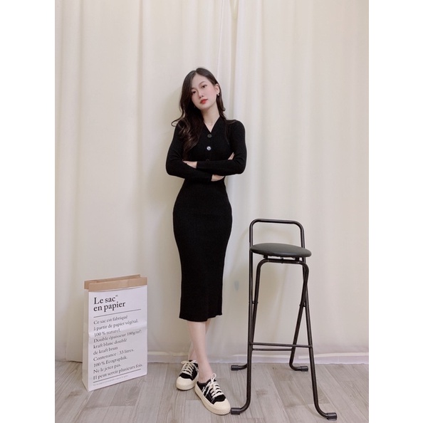 Váy Đầm Len Dài Tôn Dáng Chất Len Mềm Mại