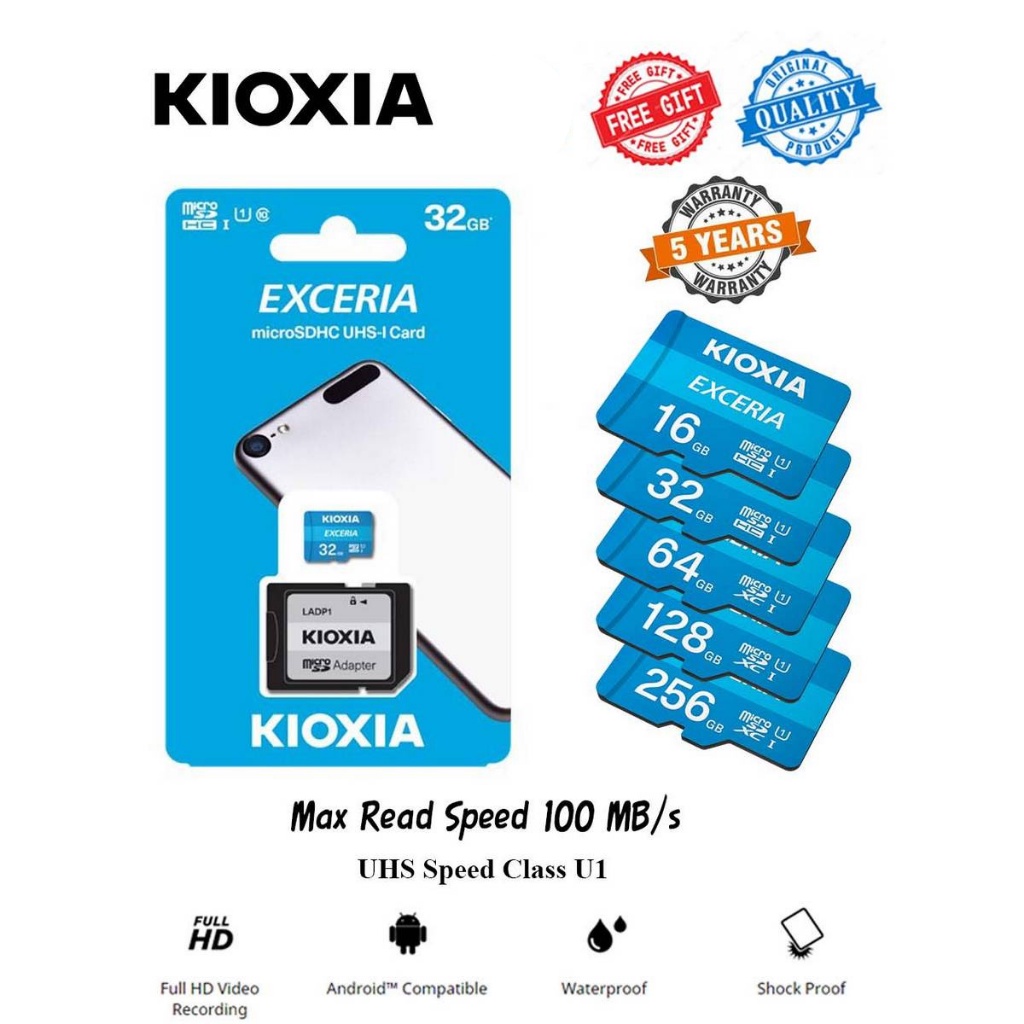 Thẻ nhớ micro sd KIOXIA 32GB 64GB điện thoại máy ảnh camera hàng chính hãng FPT bảo hành 5 năm