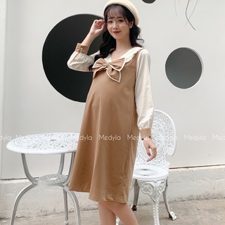 Đầm bầu Medyla - Váy bầu công sở 1 lớp nhung tay tơ siêu xinh cho bầu đi chơi, du lịch, dự tiệc - VS369