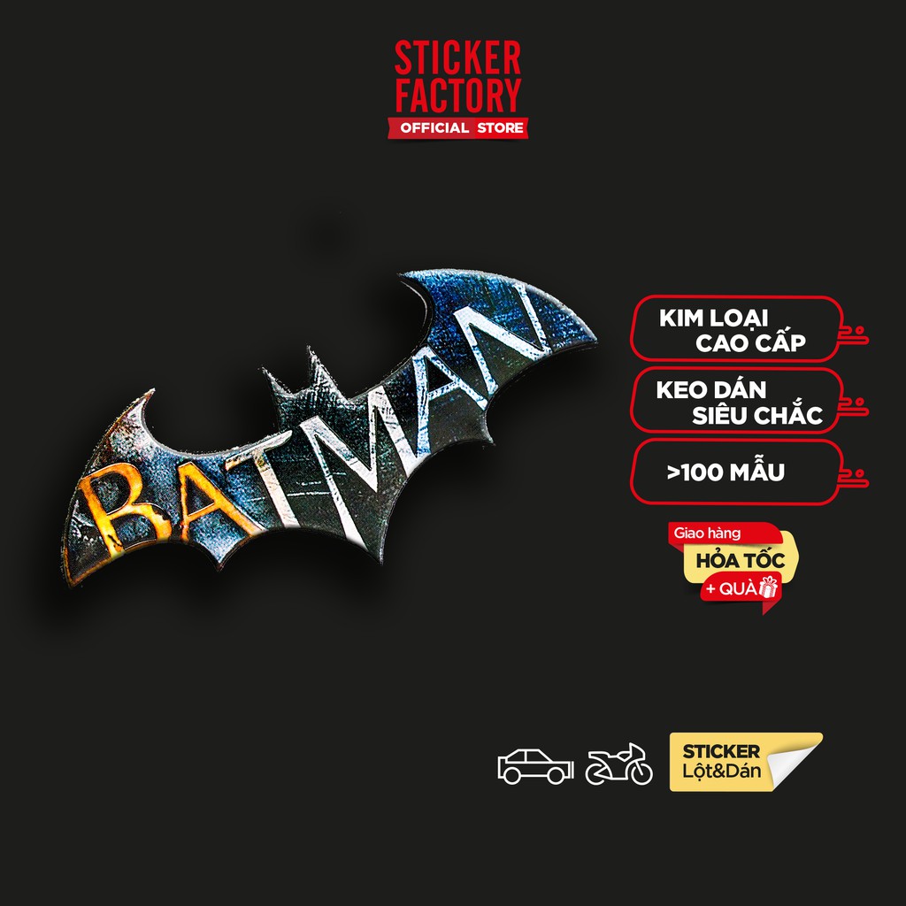 Batman hình cánh dơi - Sticker hình dán metal kim loại - STICKER FACTORY