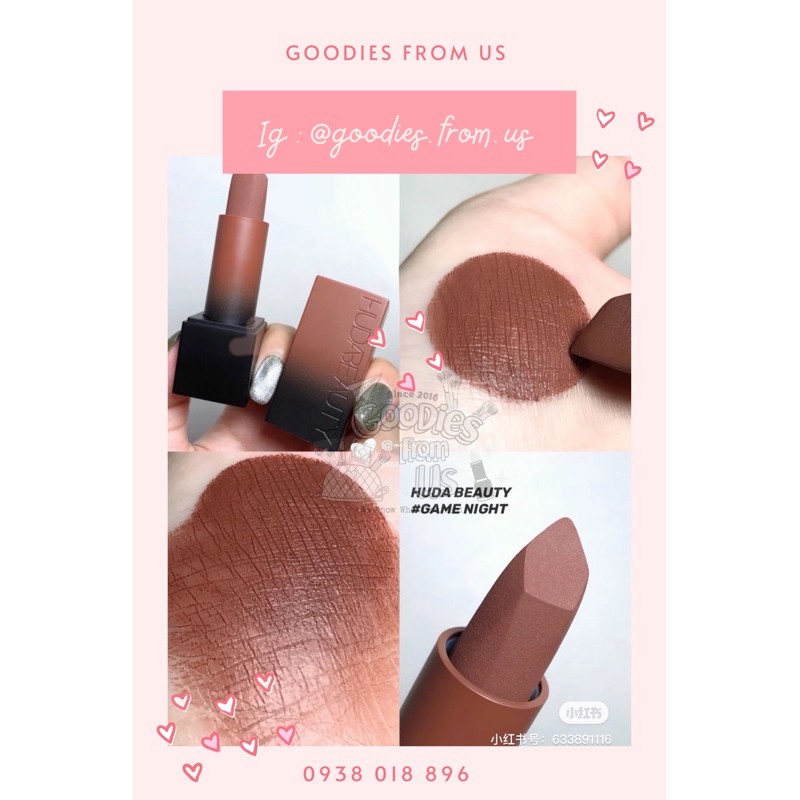 Son thỏi HUDA Power Bullet Matte Lipstick - Game Night SALE 50% !!