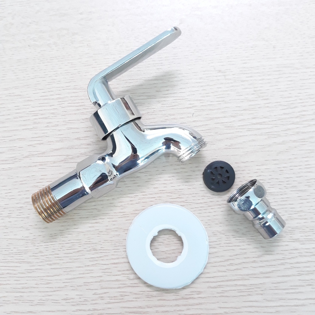 Vòi nước - Vòi hồ bằng đồng mạ chrom sáng bóng với đầu vòi chống giọt bắn - Phi 21