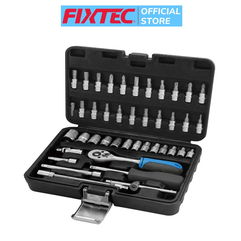 Bộ Dụng Cụ sửa chữa đa năng cao cấp Fixtec FHST2046, cờ lê ratchet mở Bu Lông Ốc Víta 46 Chi Tiết, chất liệu hợp kim