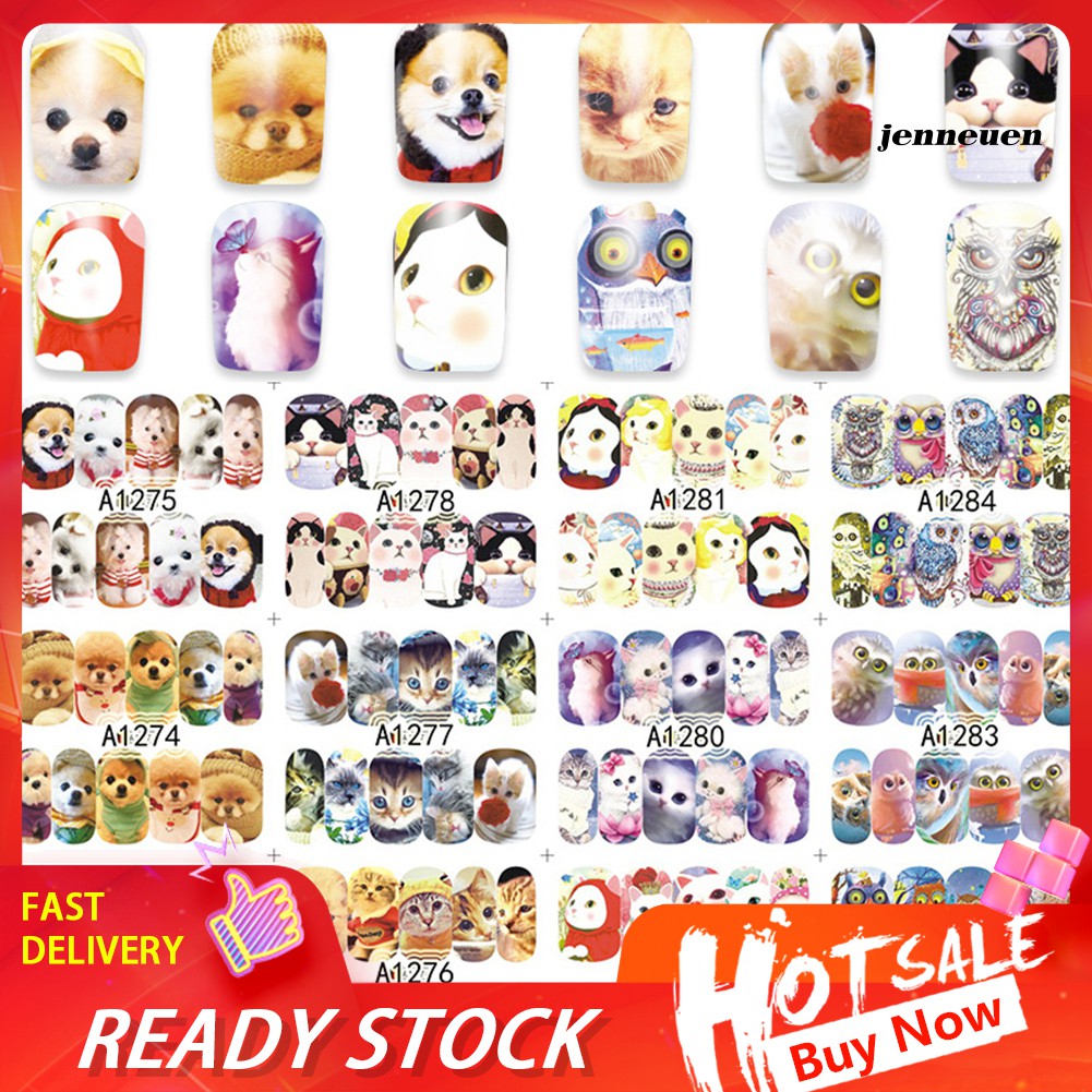 Set 12 Tấm Miếng Dán Trang Trí Móng Tay Không Độc Hại