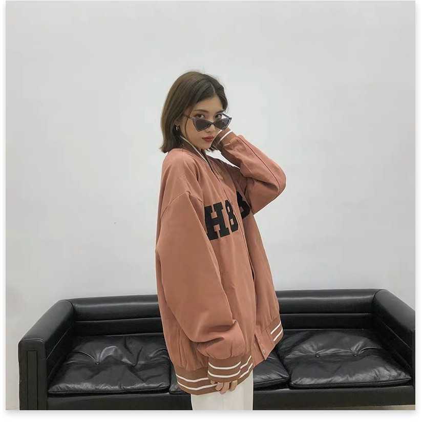Áo khoác hoodie nữ phong cách bomber sành điệu fom rộng phủ mông