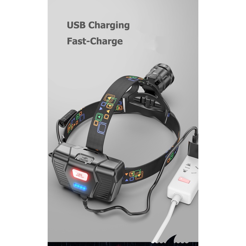 SmilingShark K808 Đèn pha Led XHP100 Công suất cao 4000Lumens Đèn pha có thể sạc lại Đèn pha câu cá chống nước có thể thu phóng | BigBuy360 - bigbuy360.vn