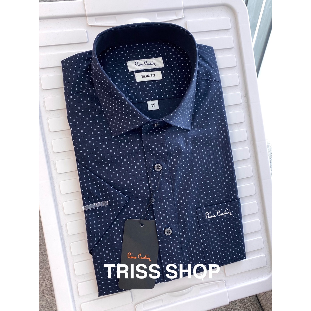 Áo sơ mi nam ngắn tay Pierre Cardin 10 vải Cotton chống nhăn Form Slimfit