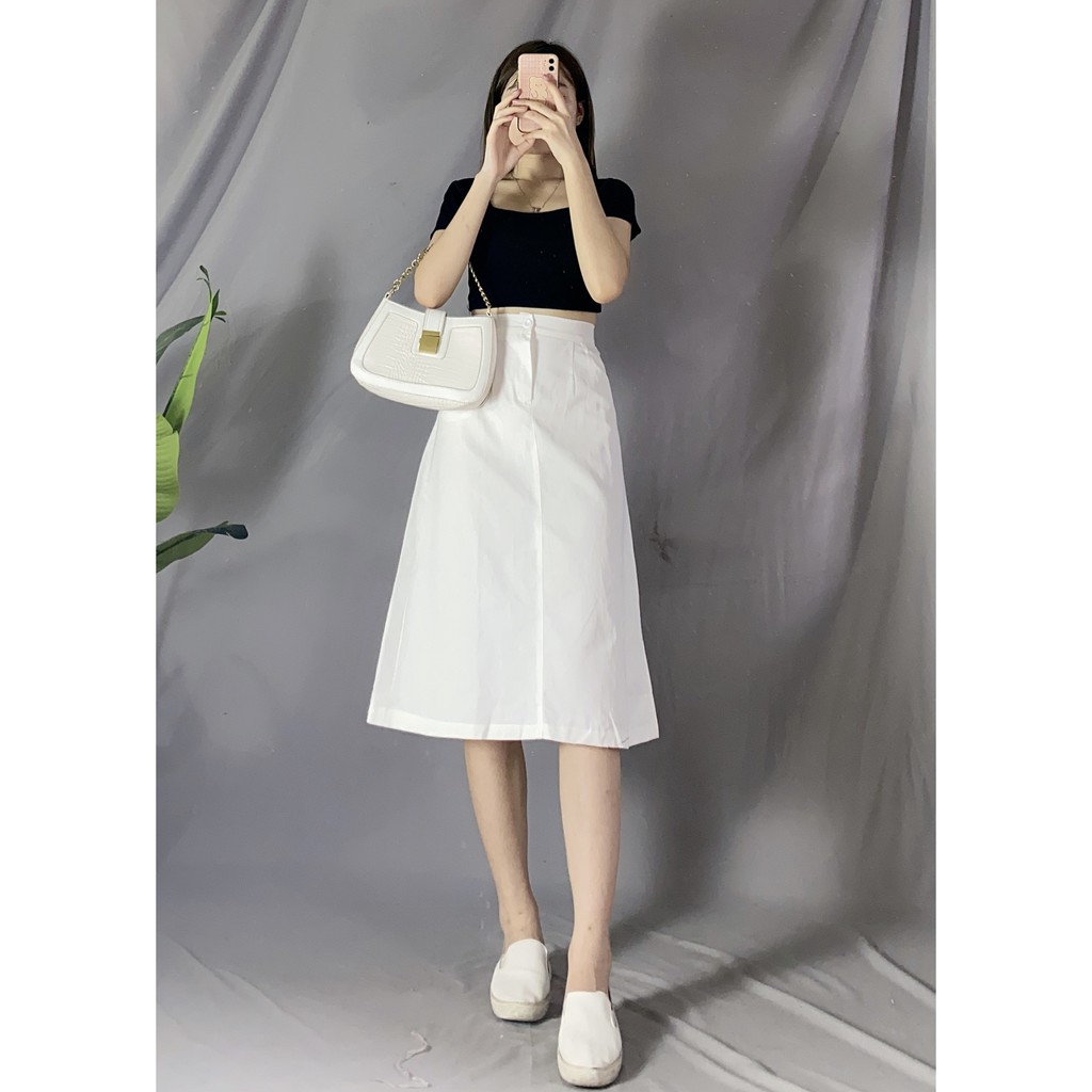 Chân Váy Kaki Dài Dáng Chữ A, cúc khóa trước, chun lưng sau ảnh video thật RetroStyle | BigBuy360 - bigbuy360.vn