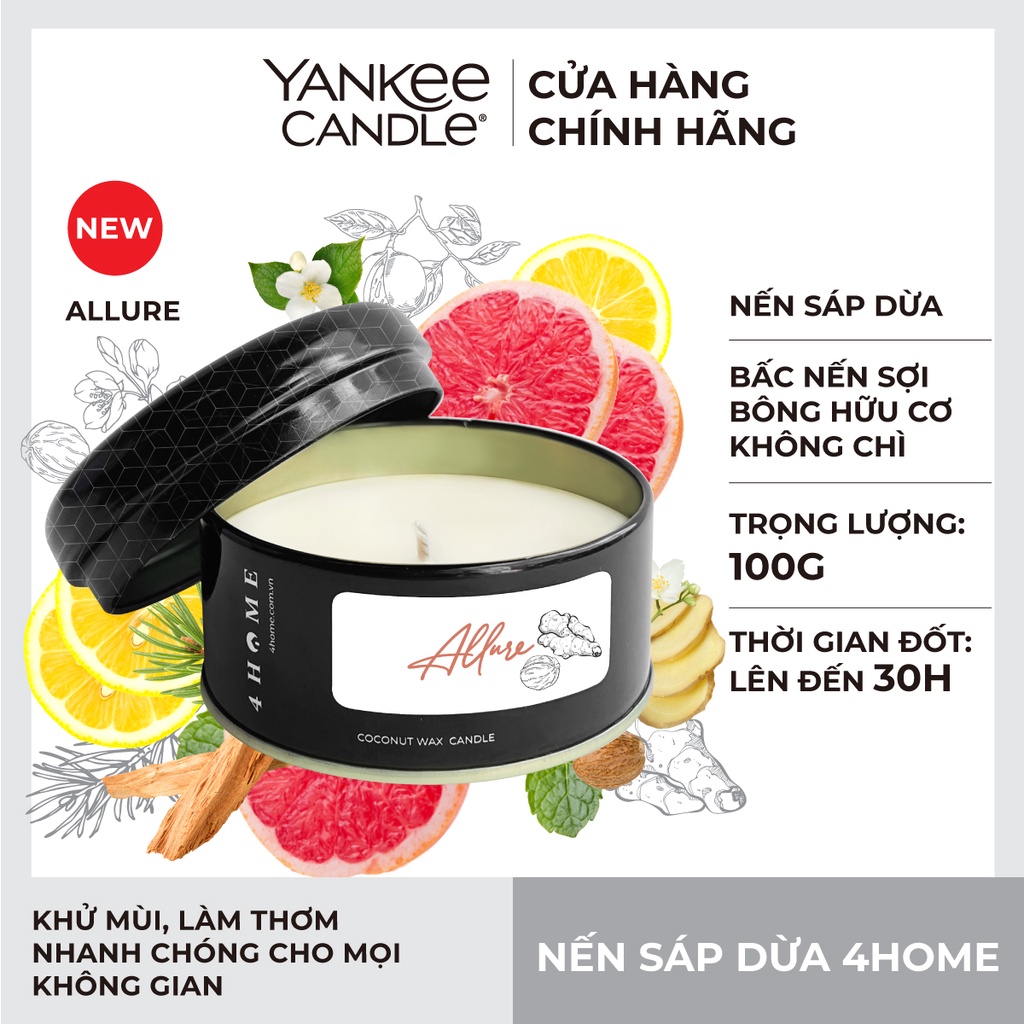 Nến Sáp Dừa 4HOME từ Yankee Candle - Allure (100g)