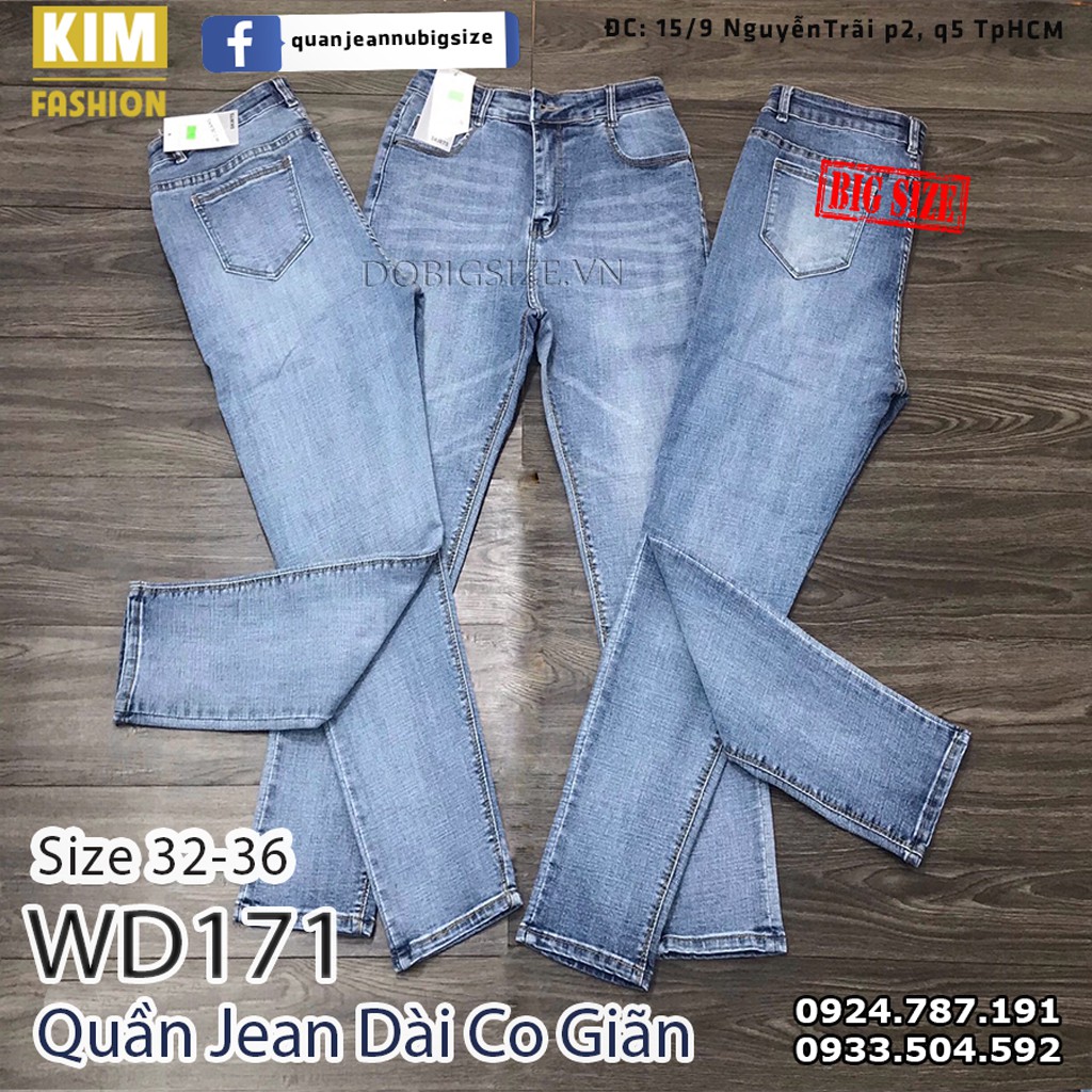 quần jeans dài co giãn bigsize WD171-32-36