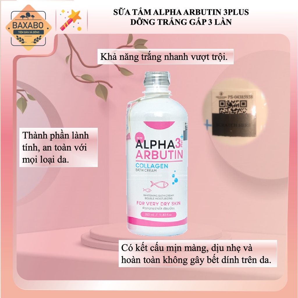 SỮA TẮM DƯỠNG TRẮNG DA ALPHA ARBUTIN 3PLUS NỘI ĐỊA THÁI LAN - HÀNG HÍNH HÃNG - 350ML