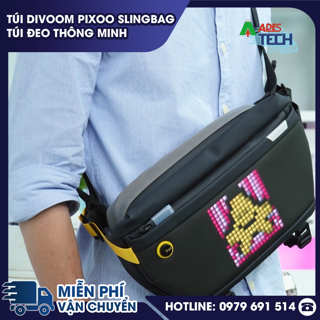 Túi Đeo Chéo Divoom Pixoo Slingbag | Túi Đeo Hông Thông Minh Hiển Thị Màn Hình LED | Bảo Hành Chính Hãng 12 Tháng