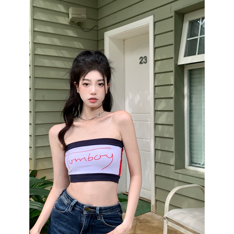 Áo Ống Co Giãn Ôm Dáng In Chữ Nhiều Màu Quyến Rũ Thời Trang Xuân Hè