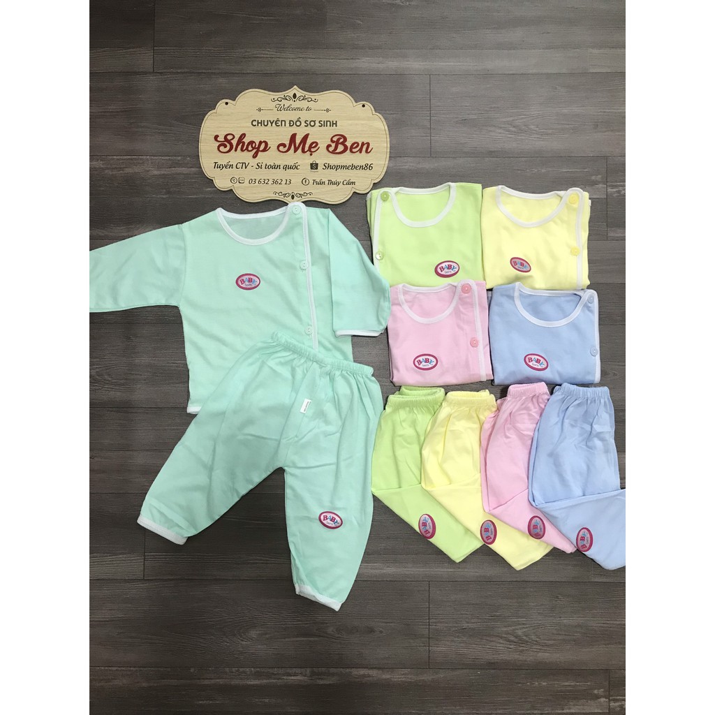 Bộ dài tay cúc lệch cho bé sơ sinh chất cotton