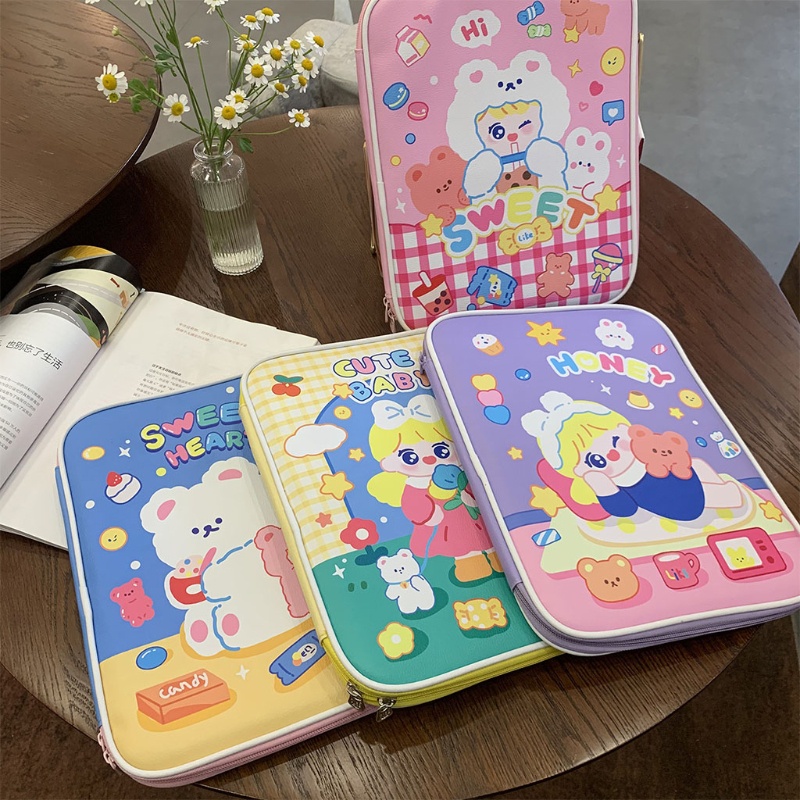 Túi Da Giả Đựng Laptop Họa Tiết Hoạt Hình Có Khóa Kéo Cho Máy Tính Bảng 9.7-11 "