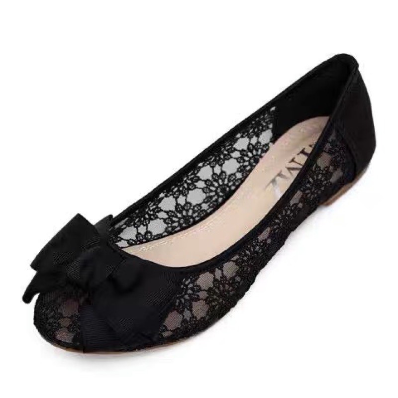 Giày búp bê ren mũi tròn nơ kép BIG SIZE 35-44