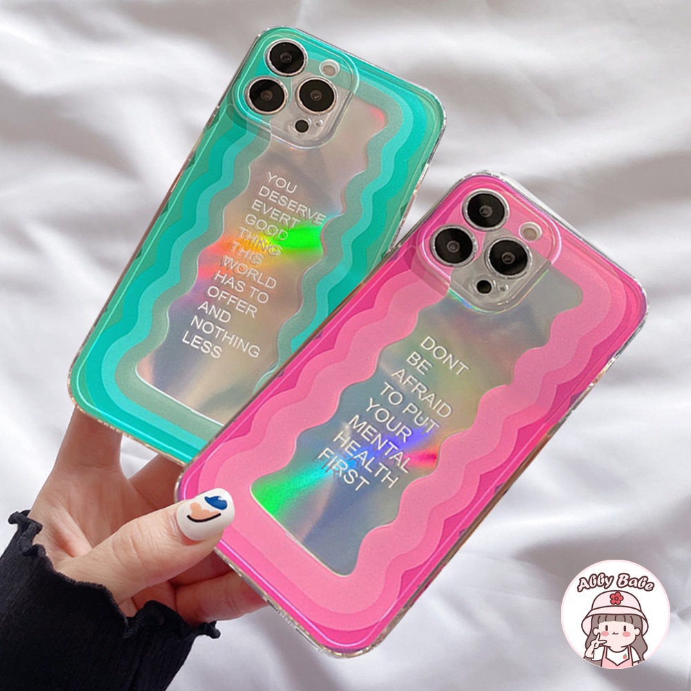 Ốp Điện Thoại TPU Mềm Trong Suốt Chống Sốc Màu Laser Họa Tiết Sóng Biển Cho IP 13 12 11 Pro Max XR 8 7 Plus