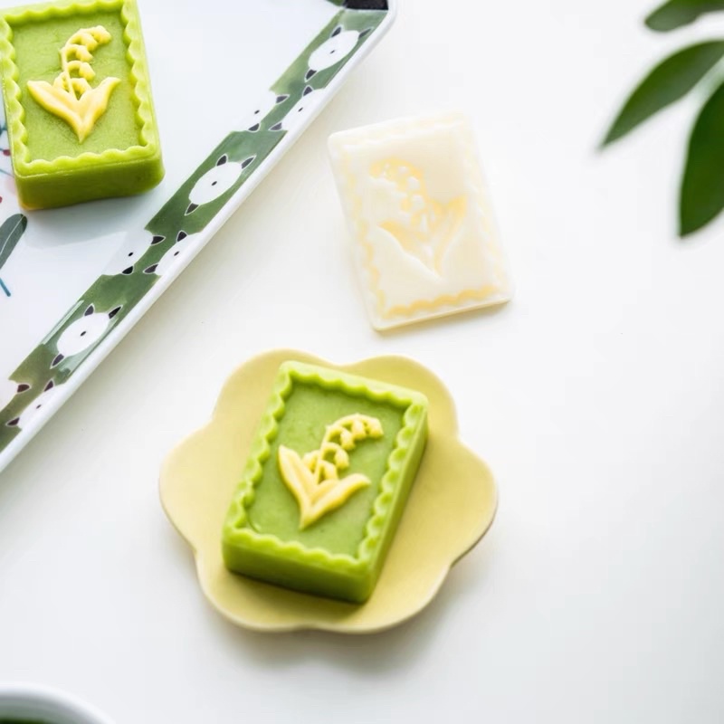 Khuôn Nhấn Lò Xo Tulip Chữ Nhật 30gr Bánh Đậu Xanh, Bánh Dứa, Bánh Trung Thu