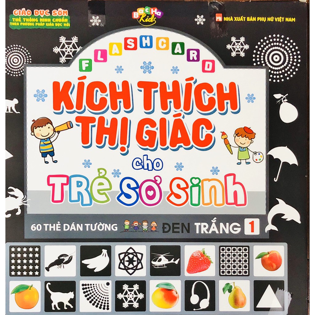 Sách - Thẻ flash card kích thích thị giác cho trẻ sơ sinh - Phần 1 đen trắng