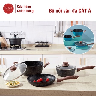 Nồi vân đá đáy từ cao cấp Cát Á 5 đáy- size 20-24cm - [TFFP-544-24/ 543 -20]
