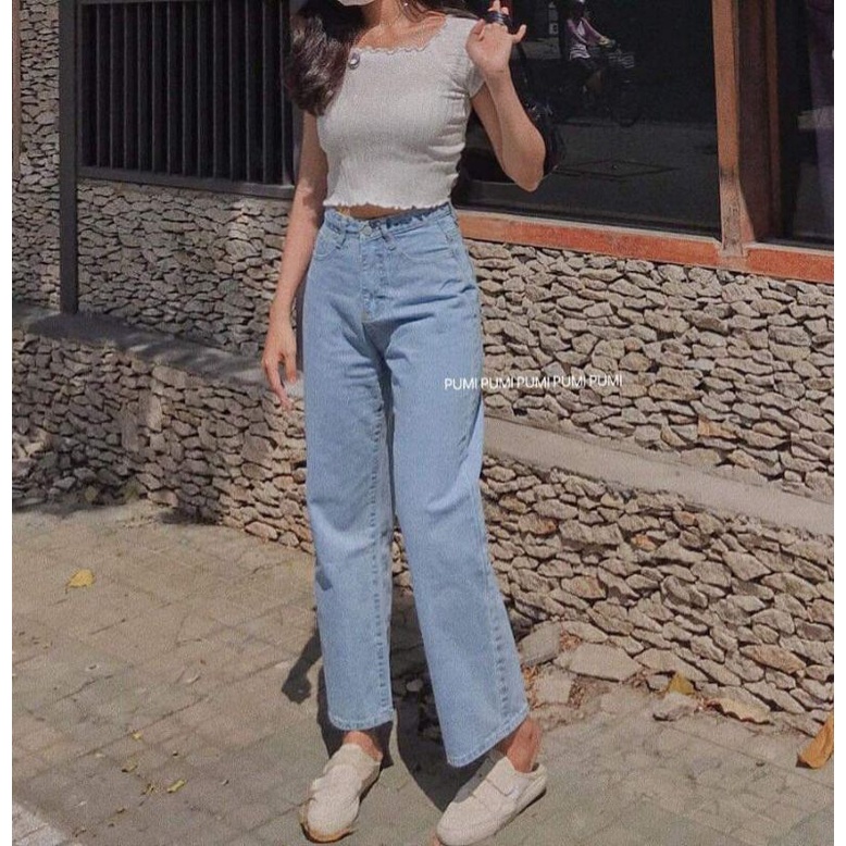 Áo len gân cuốn biên croptop freesize Pumi