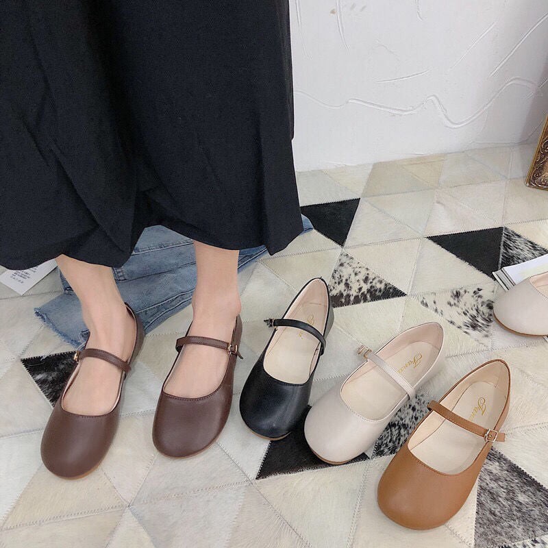 (ORDER) Giày búp bê mũi tròn cài quai ngang kiểu dáng hàn quốc (có ảnh thật ở cuối)