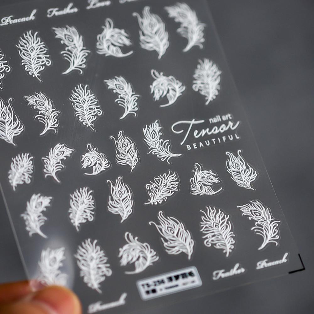 Đề Can Họa Tiết Lông Vũ Màu Trắng Dùng Để Trang Trí Móng Nghệ Thuật DIY