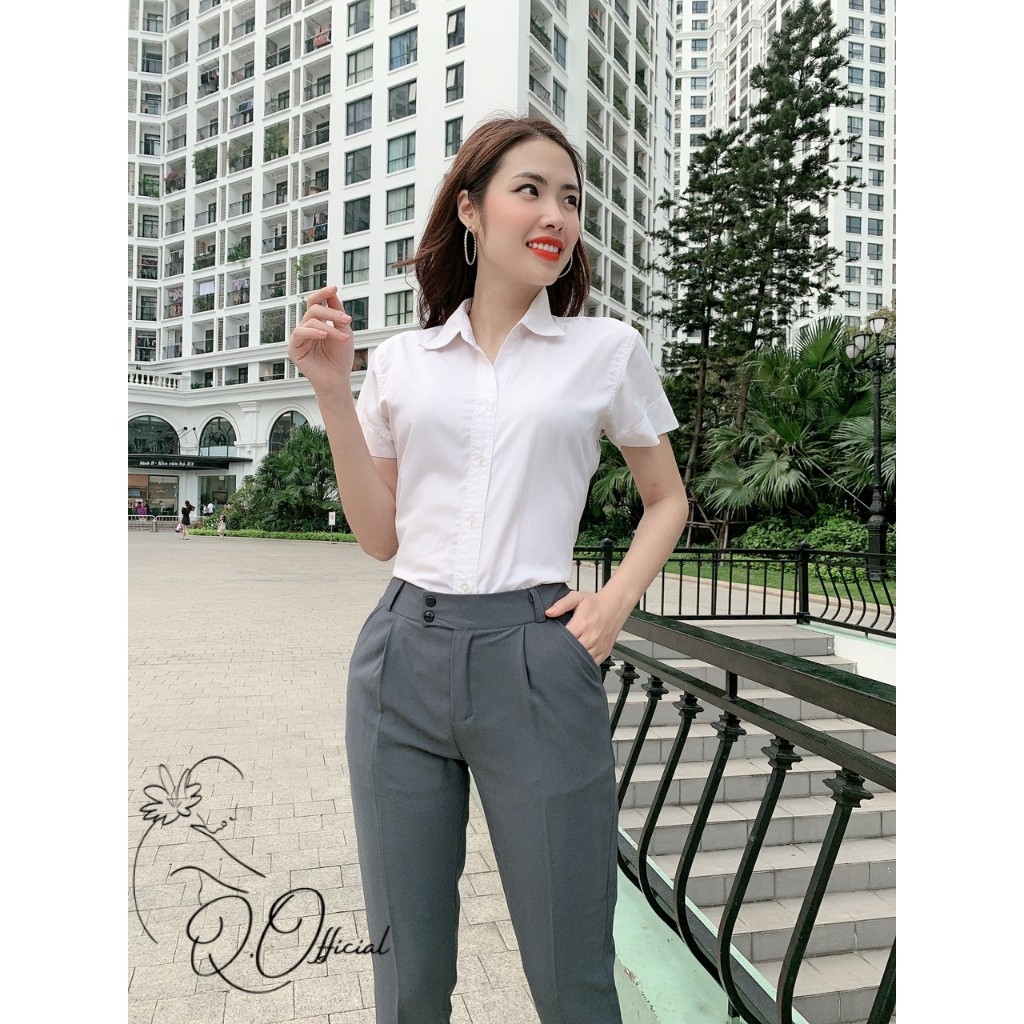 Quần Baggy Nữ Quần Tây Công Sở Dáng Lửng Cạp Cao 2 Cúc Lệch Cao Cấp | BigBuy360 - bigbuy360.vn