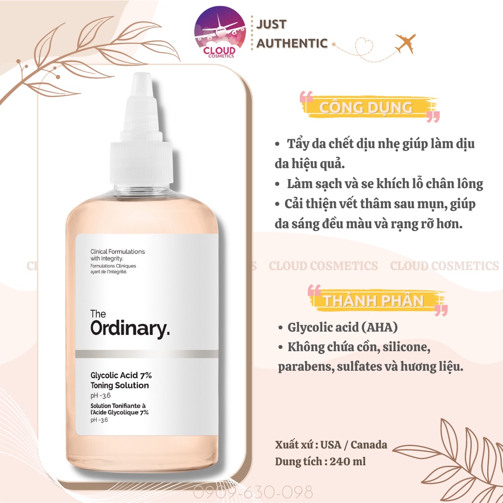 Toner Dưỡng Sáng Tẩy Da Chết The Ordinary Glycolic Acid 7% Toning Solution 240ml