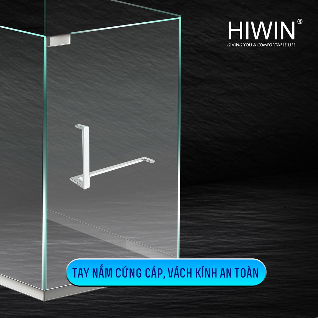 Tay nắm vách kính nhà tắm chất liệu inox 304 chống gỉ mặt gương Hiwin HD-600F