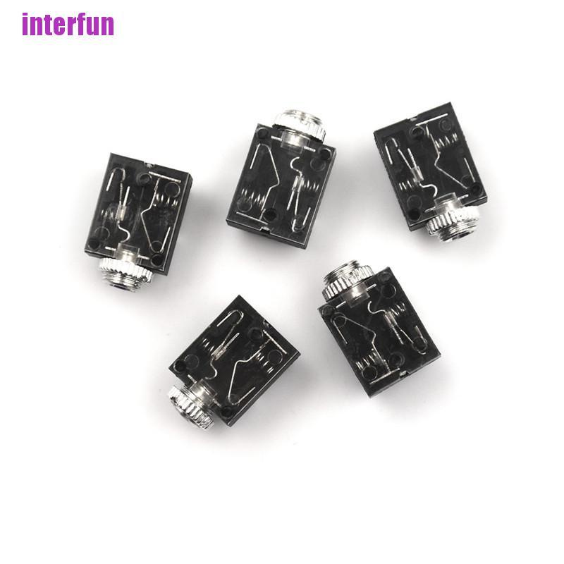 [Interfun1] 5Pcs 5 Pins 3.5Mm Audio Mono Jack Socket Pcb Panel Mount Headphone Parts [Fun]