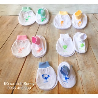 Set bao tay bao chân bo trắng MINTUU cho bé sơ sinh (1 set)