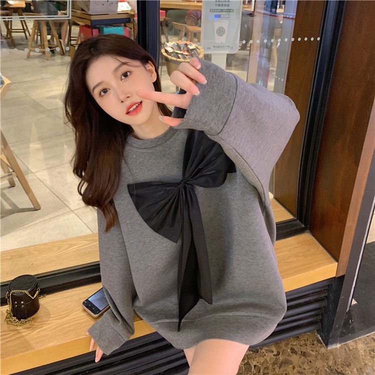 Áo sweater tay dài dáng rộng phong cách Hàn Quốc thời trang dành cho nữ