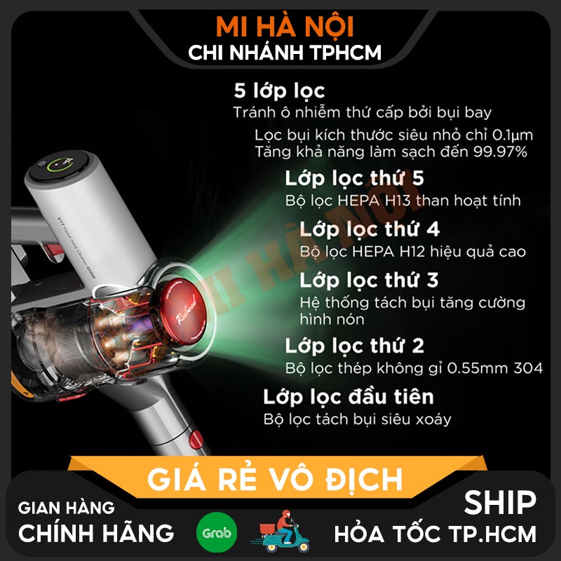 Máy hút bụi không dây pin rời Redroad V17/ Redroad V17 Max/ Redroad V17 lite / Redroad X17 – BH 12 tháng - Lực hút lớn