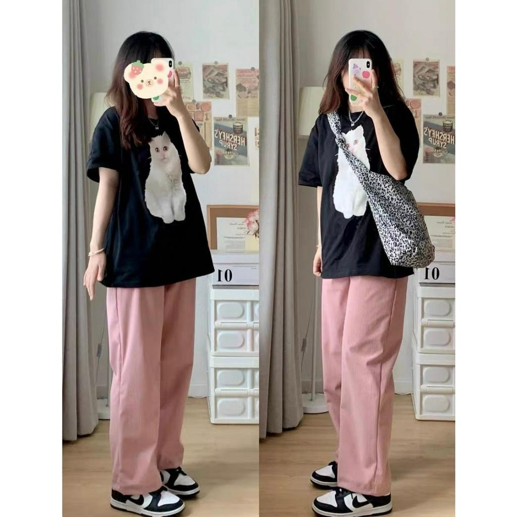 Áo Thun Nam Nữ Form Rộng Tay Lỡ Unisex, Áo Phông Cổ Tròn Basic Tee Overisze CAT Mới Trend Hè 2023