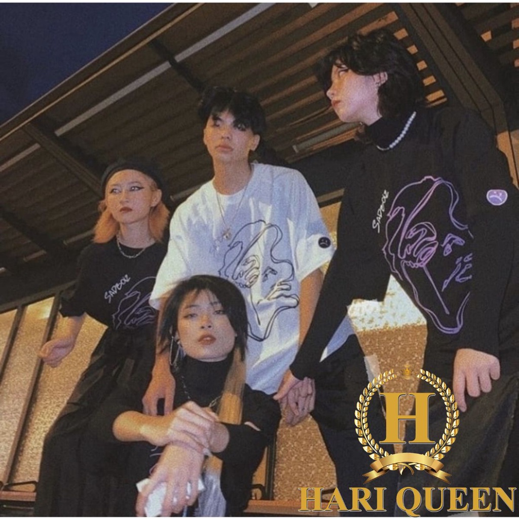 Áo thun tay lỡ sad boiz sad story mặt rối HARIQUEEN áo phông nam nữ unisex form 65kg