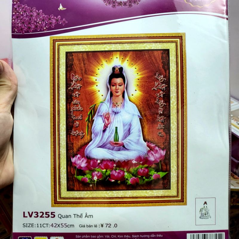 Tranh đá Phật Mẹ Quan Âm Lv3255 43x55cm