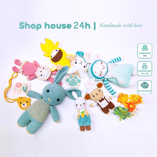 Thú bông móc len cao cấp cho bé - Gấu bông cute Cừu nâu quà tặng đồ chơi handmade nhồi bông