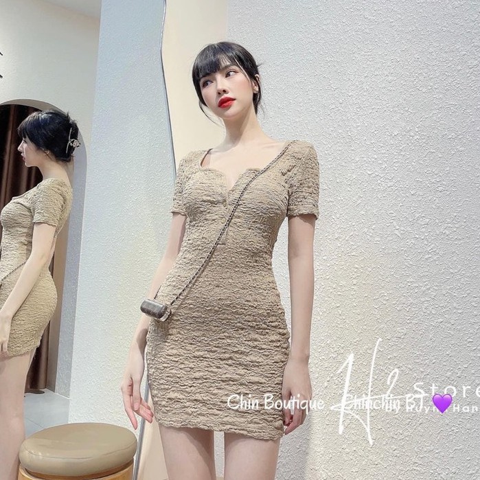 Đầm Body Len Xốp Cổ Vuông Váy Body Mongtoghi Siêu Tôn Dáng | BigBuy360 - bigbuy360.vn