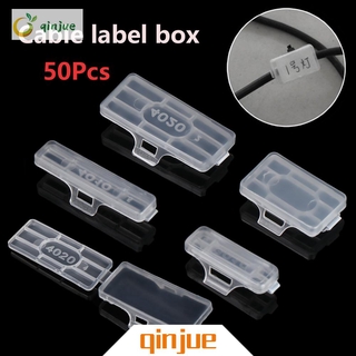 Qinjue 50 Cái Nhãn Cáp Hữu Ích Hộp Thẻ Chống Thấm Nước Thẻ Nhận Dạng Hiển Thị Ký Hiệu Công Cụ Đánh Dấu Cáp Trong Suốt Dây Cáp Mạng Tổ Chức Sợi