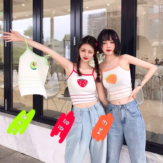 ☘️Áo hai dây len trái cây Ulzzang style Hàng Quảng Châu