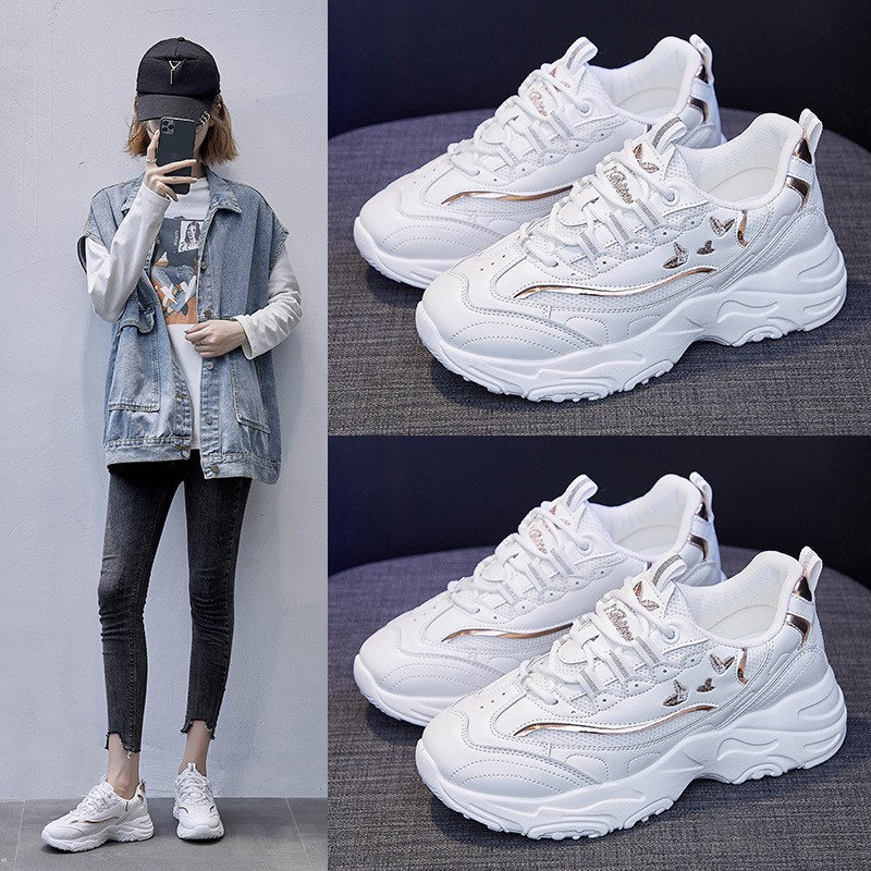 HÀNG NHẬP KHẨU -  Giày sneaker nữ đế cao da đẹp 68726  Hot Trend , mới nhất 2020 Bluewind (Màu Trắng) - Hàng Nhập Khẩu